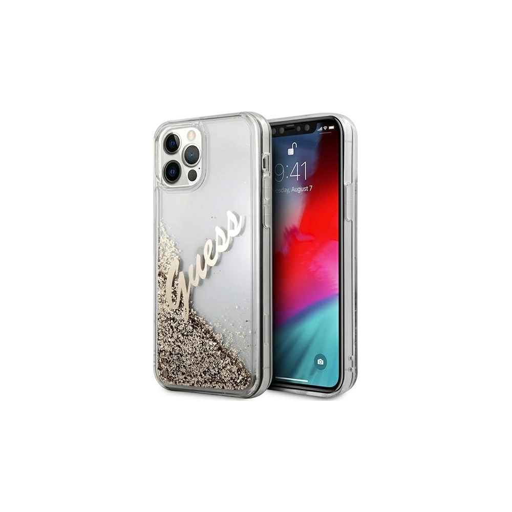 Etui Guess GUHCP12LGLVSGO Apple iPhone 12 Pro Max złoty/gold hardcase Glitter Vintage Script