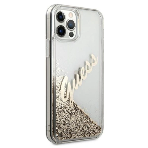 Kup Etui Guess GUHCP12LGLVSGO Apple iPhone 12 Pro Max auriu/gold hardcase Glitter Vintage Script - GUE875GLD - {ean13} - Sklep Home Screen