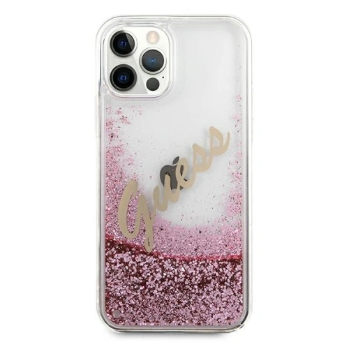 Kup Etui Guess GUHCP12LGLVSPI Apple iPhone 12 Pro Max rózsaszín/pink hardcase Glitter Vintage Script - GUE876PNK - {ean13} - Sklep Home Screen