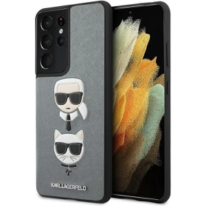 Buy Karl Lagerfeld KLHCS21LSAKICKCSL Samsung Galaxy S21 Ultra silver hardcase Saffiano Ikonik Karl&Choupette Head - KLD447SLV - {ean13} - Home Screen Store Europe