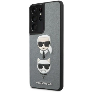 Buy Karl Lagerfeld KLHCS21LSAKICKCSL Samsung Galaxy S21 Ultra silver hardcase Saffiano Ikonik Karl&Choupette Head - KLD447SLV - {ean13} - Home Screen Store Europe