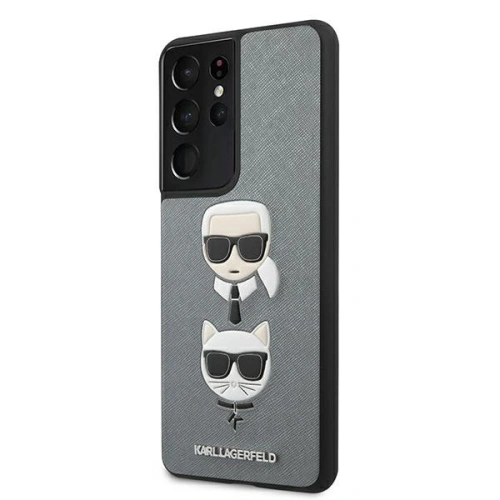 Kup Etui Karl Lagerfeld KLHCS21LSAKICKCSL Samsung Galaxy S21 Ultra ezüst/silver hardcase Saffiano Ikonik Karl&Choupette Head - KLD447SLV - {ean13} - Sklep Home Screen