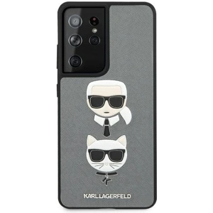 Buy Karl Lagerfeld KLHCS21LSAKICKCSL Samsung Galaxy S21 Ultra silver hardcase Saffiano Ikonik Karl&Choupette Head - KLD447SLV - {ean13} - Home Screen Store Europe