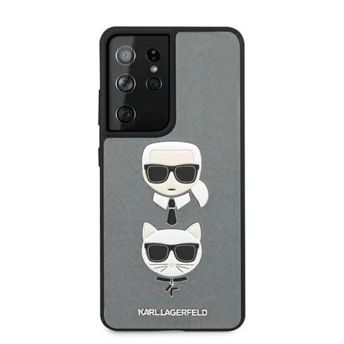 Kup Etui Karl Lagerfeld KLHCS21LSAKICKCSL Samsung Galaxy S21 Ultra ezüst/silver hardcase Saffiano Ikonik Karl&Choupette Head - KLD447SLV - {ean13} - Sklep Home Screen