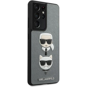 Buy Karl Lagerfeld KLHCS21LSAKICKCSL Samsung Galaxy S21 Ultra silver hardcase Saffiano Ikonik Karl&Choupette Head - KLD447SLV - {ean13} - Home Screen Store Europe