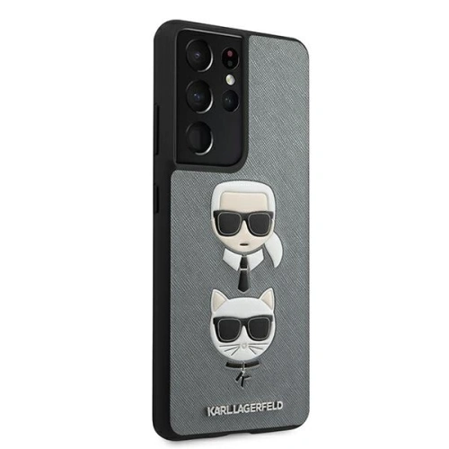 Kup Etui Karl Lagerfeld KLHCS21LSAKICKCSL Samsung Galaxy S21 Ultra ezüst/silver hardcase Saffiano Ikonik Karl&Choupette Head - KLD447SLV - {ean13} - Sklep Home Screen