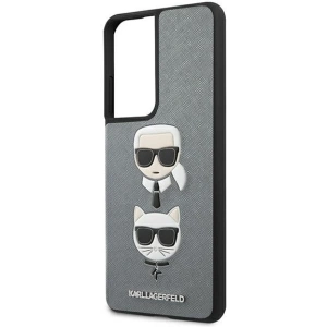 Buy Karl Lagerfeld KLHCS21LSAKICKCSL Samsung Galaxy S21 Ultra silver hardcase Saffiano Ikonik Karl&Choupette Head - KLD447SLV - {ean13} - Home Screen Store Europe