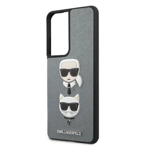 Kup Etui Karl Lagerfeld KLHCS21LSAKICKCSL Samsung Galaxy S21 Ultra ezüst/silver hardcase Saffiano Ikonik Karl&Choupette Head - KLD447SLV - {ean13} - Sklep Home Screen