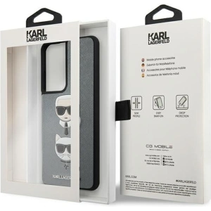 Buy Karl Lagerfeld KLHCS21LSAKICKCSL Samsung Galaxy S21 Ultra silver hardcase Saffiano Ikonik Karl&Choupette Head - KLD447SLV - {ean13} - Home Screen Store Europe