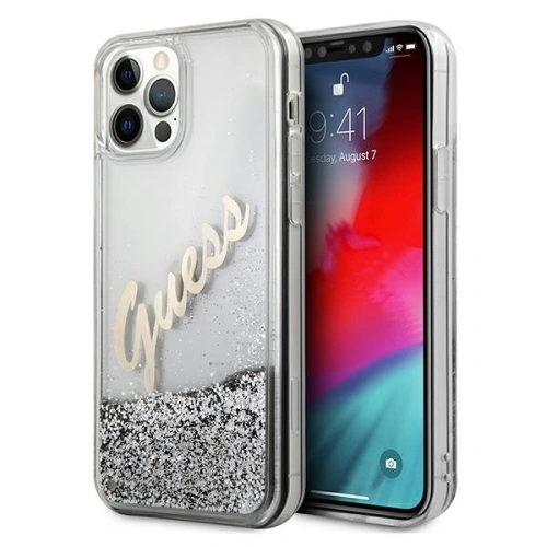 Kup Etui Guess GUHCP12LGLVSSI Apple iPhone 12 Pro Max srebrny/silver hardcase Glitter Vintage Script - GUE877SLV - {ean13} - Sklep Home Screen