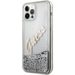 Buy Guess GUHCP12LGLVSSI Apple iPhone 12 Pro Max silver hardcase Glitter Vintage Script - GUE877SLV - {ean13} - Home Screen Store Europe