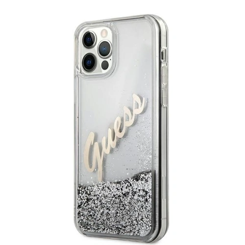 Kup Etui Guess GUHCP12LGLVSSI Apple iPhone 12 Pro Max srebrny/silver hardcase Glitter Vintage Script - GUE877SLV - {ean13} - Sklep Home Screen