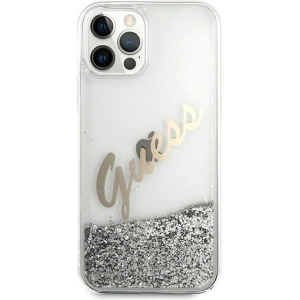 Buy Guess GUHCP12LGLVSSI Apple iPhone 12 Pro Max silver hardcase Glitter Vintage Script - GUE877SLV - {ean13} - Home Screen Store Europe