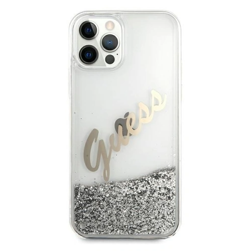 Kup Etui Guess GUHCP12LGLVSSI Apple iPhone 12 Pro Max srebrny/silver hardcase Glitter Vintage Script - GUE877SLV - {ean13} - Sklep Home Screen