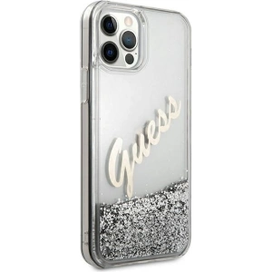Buy Guess GUHCP12LGLVSSI Apple iPhone 12 Pro Max silver hardcase Glitter Vintage Script - GUE877SLV - {ean13} - Home Screen Store Europe
