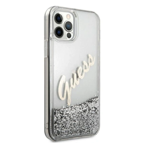 Kup Etui Guess GUHCP12LGLVSSI Apple iPhone 12 Pro Max srebrny/silver hardcase Glitter Vintage Script - GUE877SLV - {ean13} - Sklep Home Screen