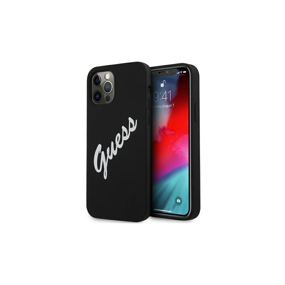 Etui Guess GUHCP12LLSVSBW Apple iPhone 12 Pro Max czarno biały/black white hardcase Silicone Vintage