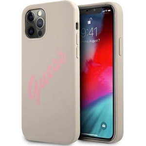Buy Guess GUHCP12LLSVSGP Apple iPhone 12 Pro Max grey pink hardcase Silicone Vintage - GUE882GRYPNK - {ean13} - Home Screen Store Europe
