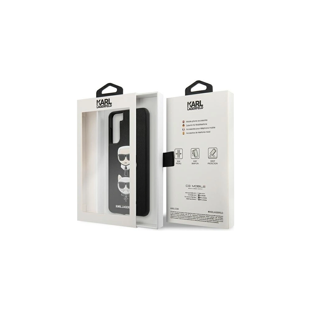 Etui Karl Lagerfeld KLHCS21SSAKICKCBK Samsung Galaxy S21 czarny/black hardcase Saffiano Ikonik Karl&Choupette Head