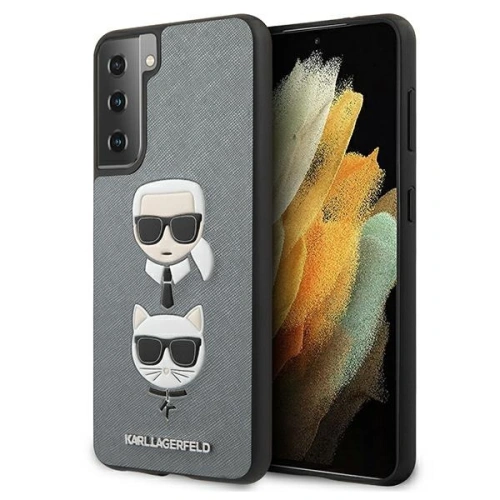 Buy Karl Lagerfeld KLHCS21SSAKICKCSL Samsung Galaxy S21 silver hardcase Saffiano Ikonik Karl&Choupette Head - KLD461SLV - {ean13} - Home Screen Store Europe