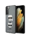 Karl Lagerfeld KLHCS21SSAKICKCSL Samsung Galaxy S21 silver hardcase Saffiano Ikonik Karl&Choupette Head