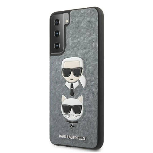 Buy Karl Lagerfeld KLHCS21SSAKICKCSL Samsung Galaxy S21 silver hardcase Saffiano Ikonik Karl&Choupette Head - KLD461SLV - {ean13} - Home Screen Store Europe