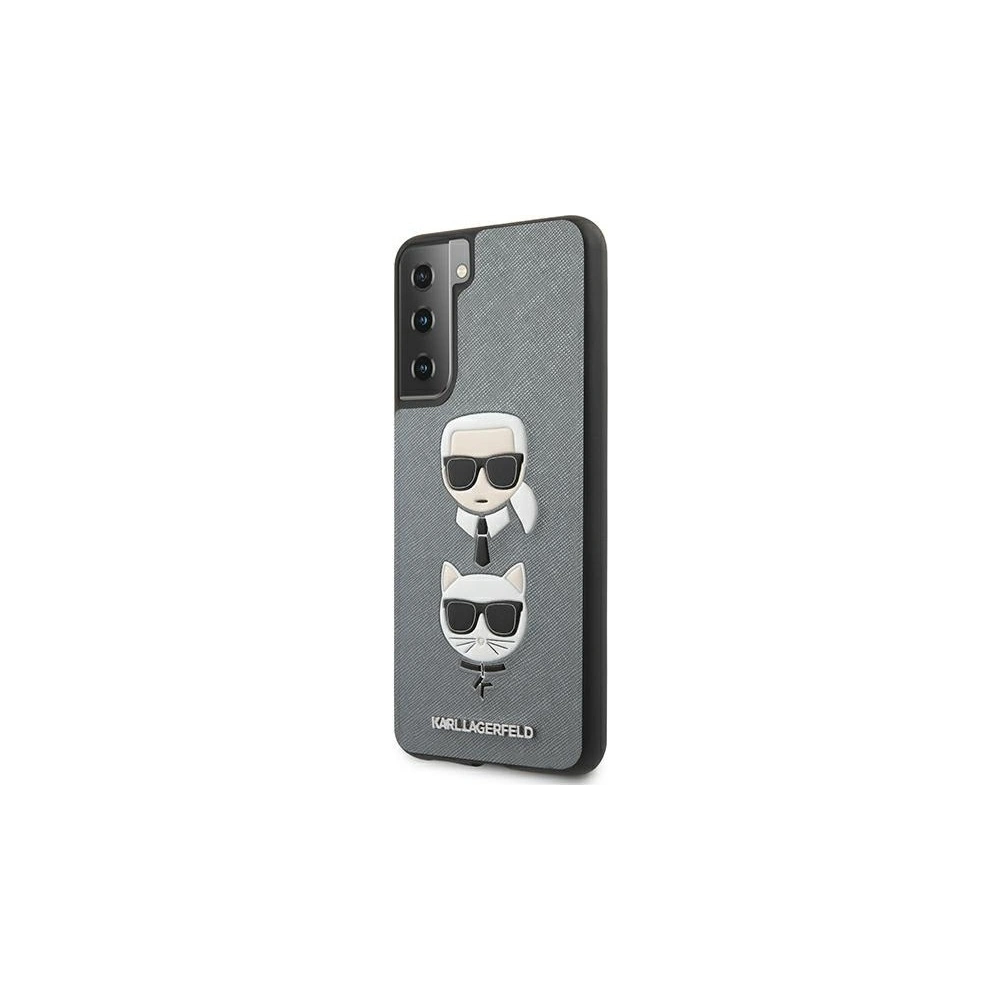 Etui Karl Lagerfeld KLHCS21SSAKICKCSL Samsung Galaxy S21 srebrny/silver hardcase Saffiano Ikonik Karl&Choupette Head