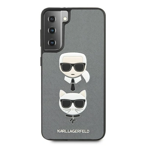 Buy Karl Lagerfeld KLHCS21SSAKICKCSL Samsung Galaxy S21 silver hardcase Saffiano Ikonik Karl&Choupette Head - KLD461SLV - {ean13} - Home Screen Store Europe