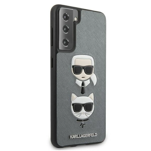 Buy Karl Lagerfeld KLHCS21SSAKICKCSL Samsung Galaxy S21 silver hardcase Saffiano Ikonik Karl&Choupette Head - KLD461SLV - {ean13} - Home Screen Store Europe