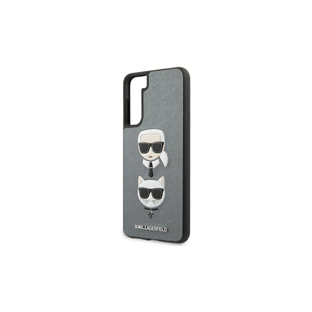 Etui Karl Lagerfeld KLHCS21SSAKICKCSL Samsung Galaxy S21 srebrny/silver hardcase Saffiano Ikonik Karl&Choupette Head