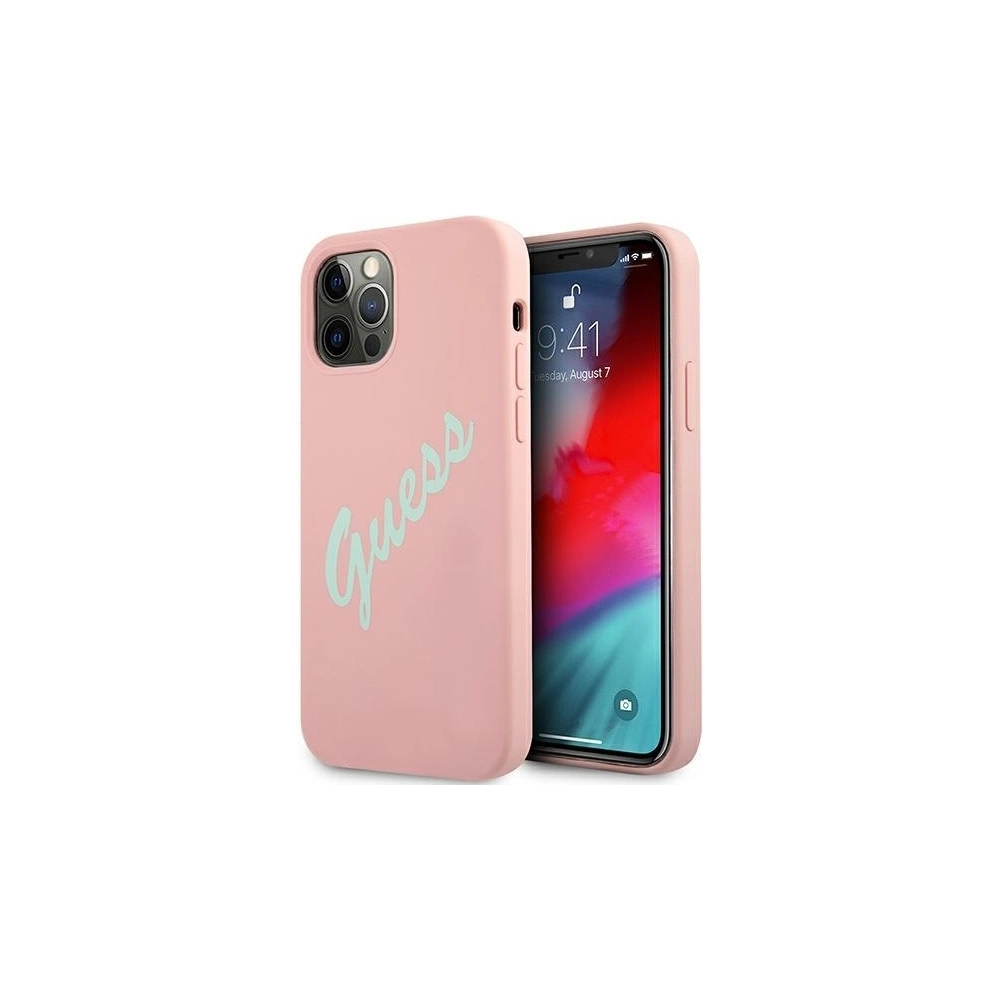Etui Guess GUHCP12MLSVSPG Apple iPhone 12/12 Pro różowo zielony/green pink hardcase Silicone Vintage