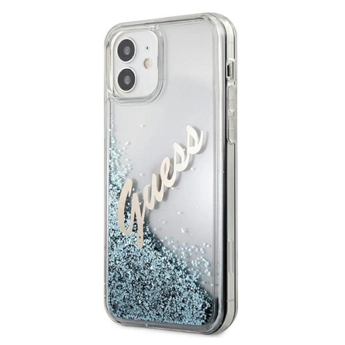 Kup Etui Guess GUHCP12SGLVSBL Apple iPhone 12 mini albastru/blue hardcase Glitter Vintage Script - GUE897BLU - {ean13} - Sklep Home Screen
