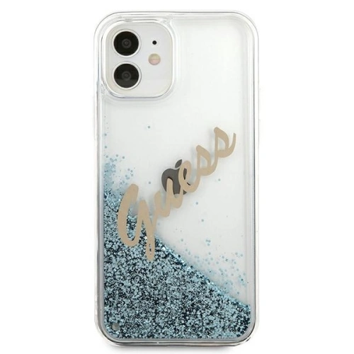 Kup Etui Guess GUHCP12SGLVSBL Apple iPhone 12 mini albastru/blue hardcase Glitter Vintage Script - GUE897BLU - {ean13} - Sklep Home Screen