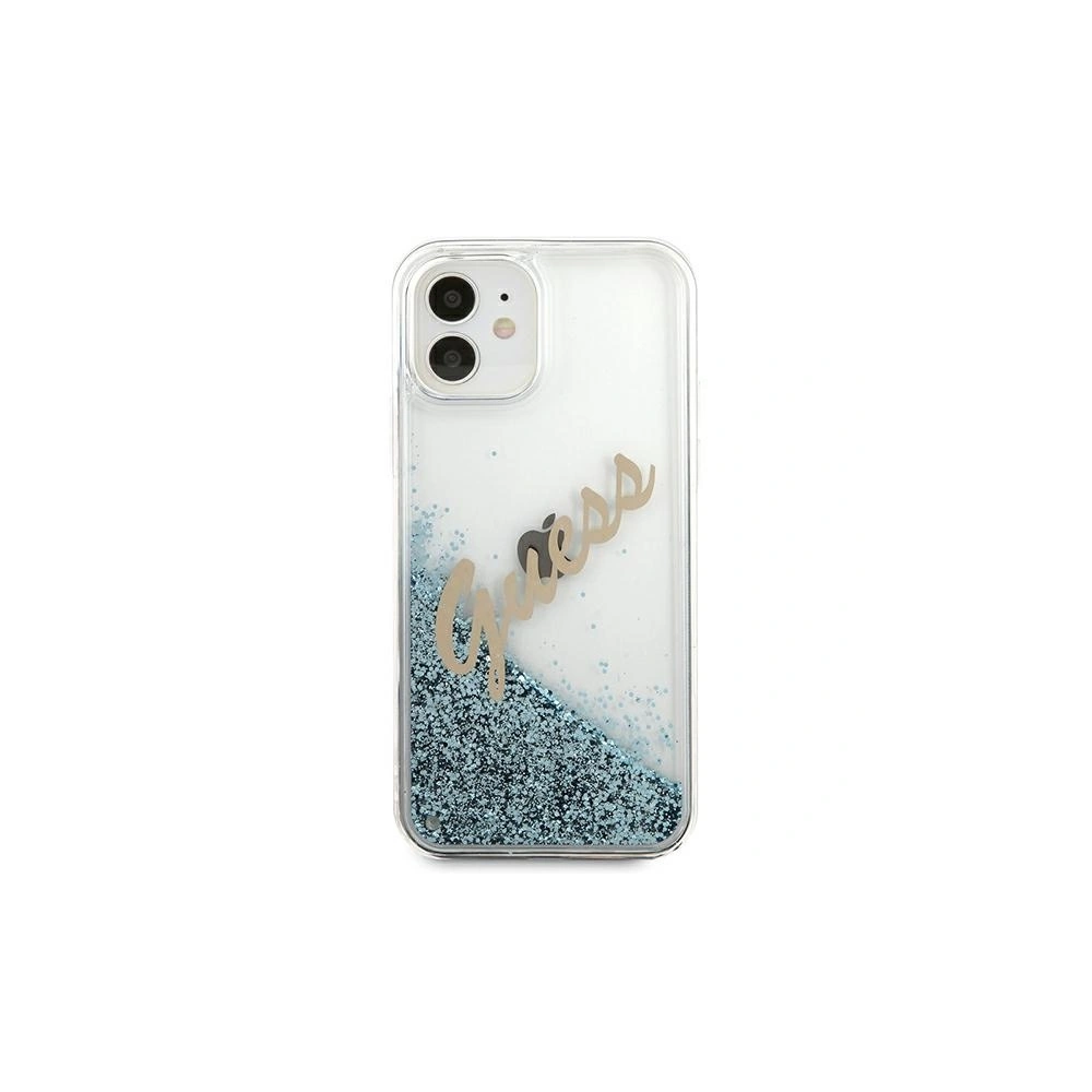 Etui Guess GUHCP12SGLVSBL Apple iPhone 12 mini niebieski/blue hardcase Glitter Vintage Script