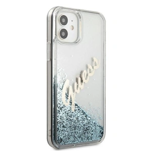 Kup Etui Guess GUHCP12SGLVSBL Apple iPhone 12 mini albastru/blue hardcase Glitter Vintage Script - GUE897BLU - {ean13} - Sklep Home Screen