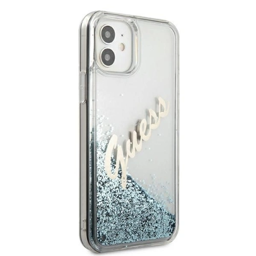 Kup Etui Guess GUHCP12SGLVSBL Apple iPhone 12 mini albastru/blue hardcase Glitter Vintage Script - GUE897BLU - {ean13} - Sklep Home Screen