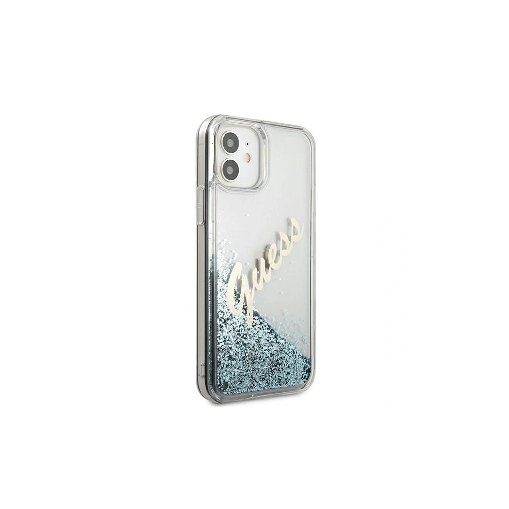 Etui Guess GUHCP12SGLVSBL Apple iPhone 12 mini niebieski/blue hardcase Glitter Vintage Script