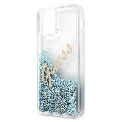 Kup Etui Guess GUHCP12SGLVSBL Apple iPhone 12 mini albastru/blue hardcase Glitter Vintage Script - GUE897BLU - {ean13} - Sklep Home Screen
