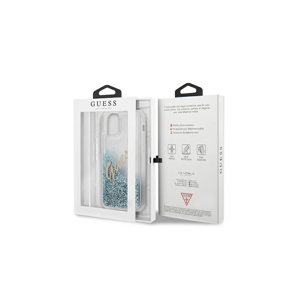 Etui Guess GUHCP12SGLVSBL Apple iPhone 12 mini niebieski/blue hardcase Glitter Vintage Script