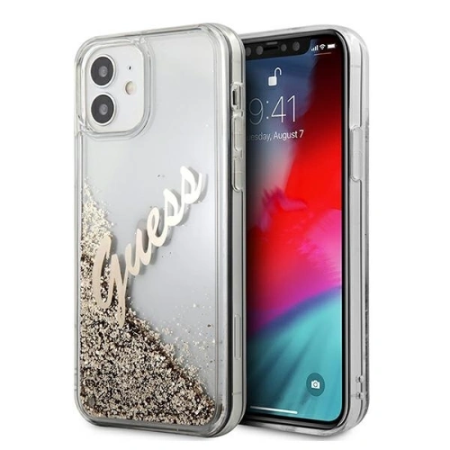Kup Etui Guess GUHCP12SGLVSGO Apple iPhone 12 mini auriu/gold hardcase Glitter Vintage Script - GUE898GLD - {ean13} - Sklep Home Screen