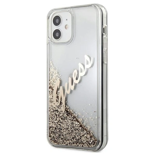 Kup Etui Guess GUHCP12SGLVSGO Apple iPhone 12 mini auriu/gold hardcase Glitter Vintage Script - GUE898GLD - {ean13} - Sklep Home Screen