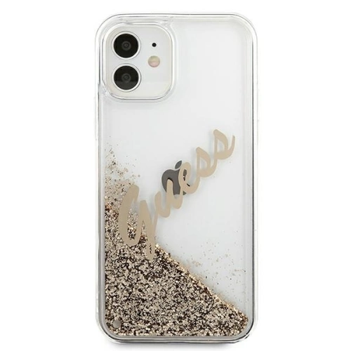 Kup Etui Guess GUHCP12SGLVSGO Apple iPhone 12 mini auriu/gold hardcase Glitter Vintage Script - GUE898GLD - {ean13} - Sklep Home Screen