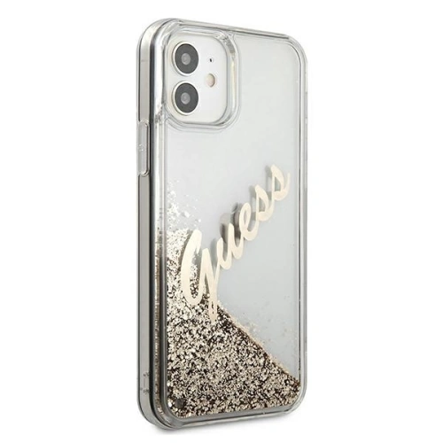 Kup Etui Guess GUHCP12SGLVSGO Apple iPhone 12 mini auriu/gold hardcase Glitter Vintage Script - GUE898GLD - {ean13} - Sklep Home Screen