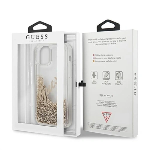 Kup Etui Guess GUHCP12SGLVSGO Apple iPhone 12 mini auriu/gold hardcase Glitter Vintage Script - GUE898GLD - {ean13} - Sklep Home Screen