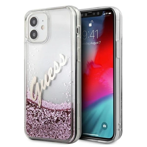 Kup Etui Guess GUHCP12SGLVSPI Apple iPhone 12 mini rózsaszín/pink hardcase Glitter Vintage Script - GUE899PNK - {ean13} - Sklep Home Screen
