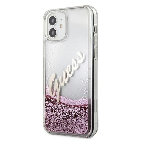 Kup Etui Guess GUHCP12SGLVSPI Apple iPhone 12 mini różowy/pink hardcase Glitter Vintage Script - GUE899PNK - {ean13} - Sklep Home Screen