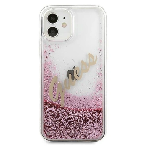 Kup Etui Guess GUHCP12SGLVSPI Apple iPhone 12 mini różowy/pink hardcase Glitter Vintage Script - GUE899PNK - {ean13} - Sklep Home Screen