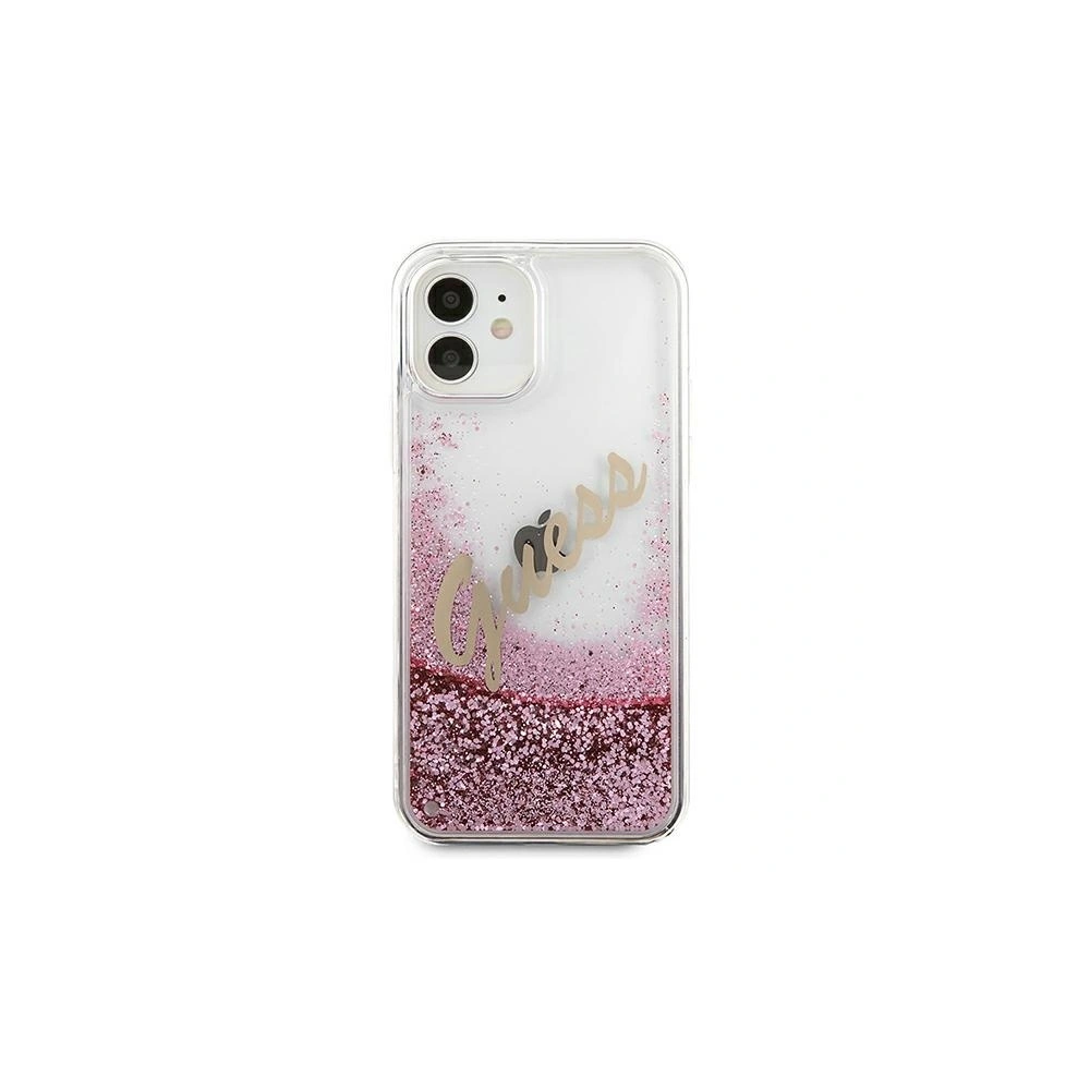 Etui Guess GUHCP12SGLVSPI Apple iPhone 12 mini różowy/pink hardcase Glitter Vintage Script