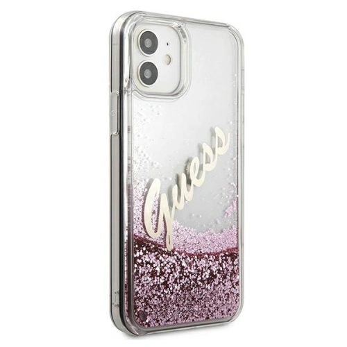 Kup Etui Guess GUHCP12SGLVSPI Apple iPhone 12 mini różowy/pink hardcase Glitter Vintage Script - GUE899PNK - {ean13} - Sklep Home Screen