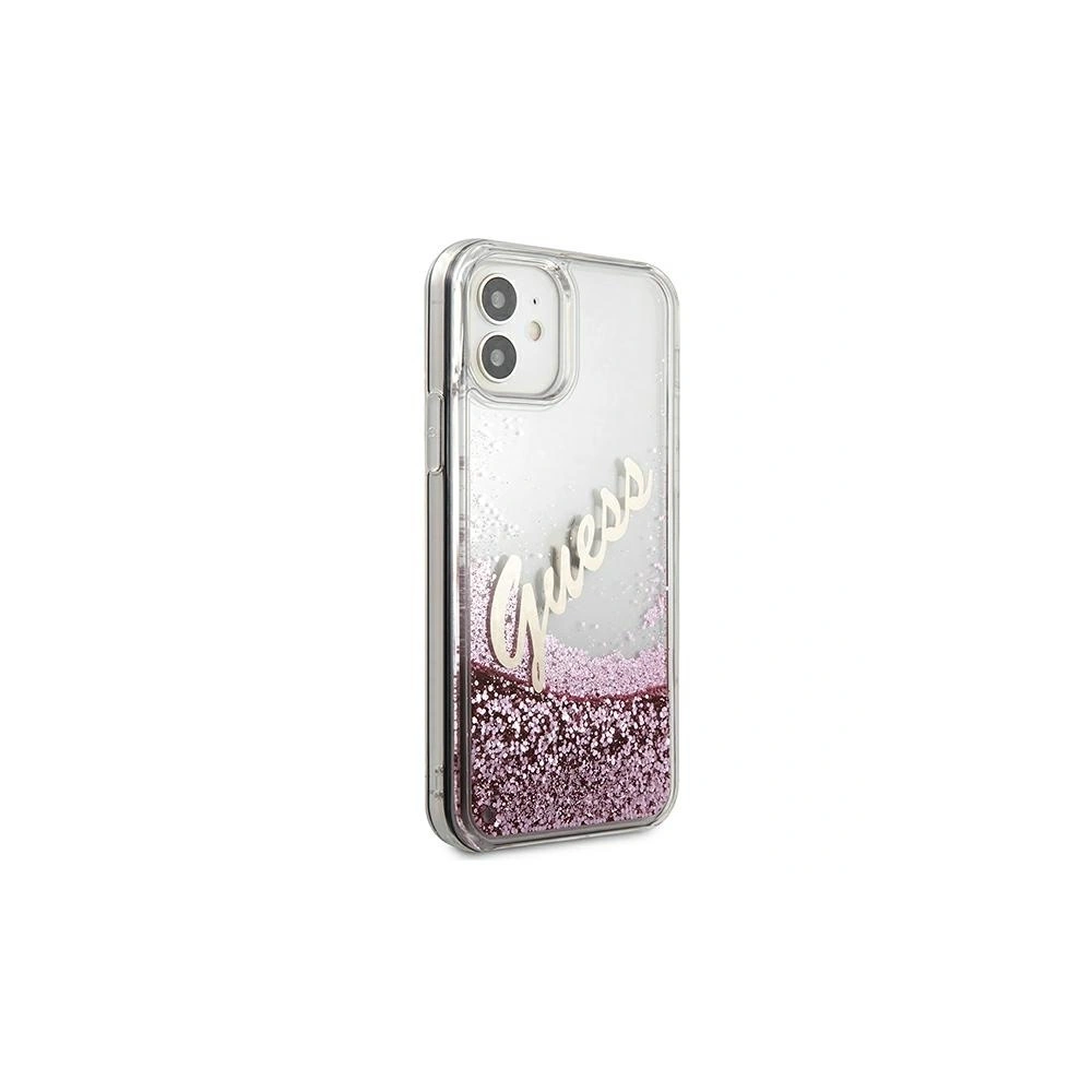 Etui Guess GUHCP12SGLVSPI Apple iPhone 12 mini różowy/pink hardcase Glitter Vintage Script